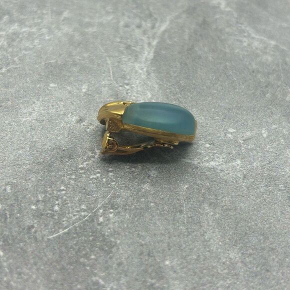 Givenchy 1980 Gold Tone Blue Stone Clip On Earrings Elegant For Womens - Picture 7 of 11